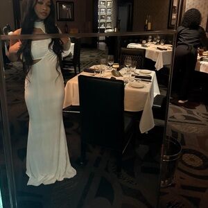 White Cutout Maxi Dress with Choker Neckline - Unbranded